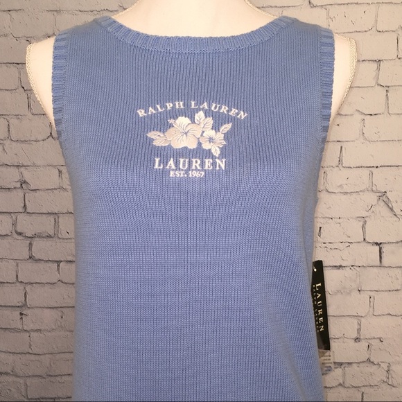 Ralph Lauren Logo Sleeveless Sweater Petite Medium - Picture 7 of 7